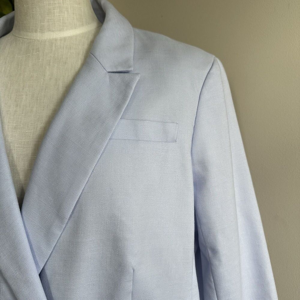 NWT 2024 J Crew Greta Blazer Stretch Linen Blend 18 PeriBreeze Blue Gold Button‎ - Picture 3 of 16